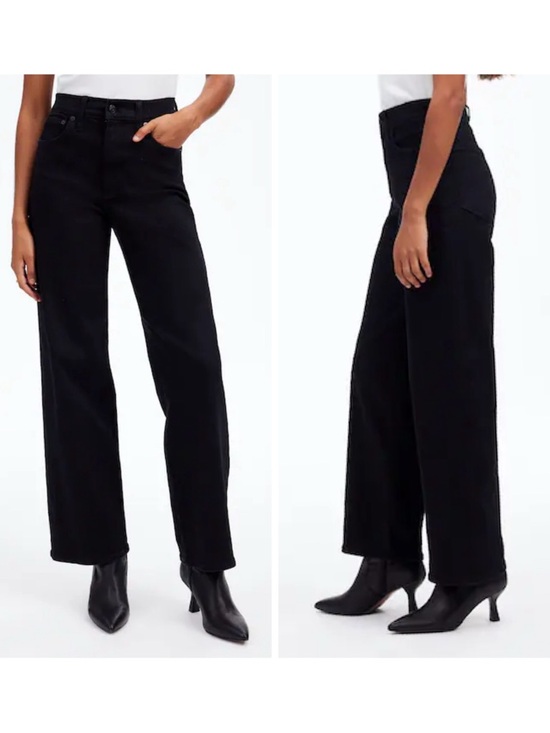 Madewell Denim - Madewell The Perfect Vintage Wide-Leg Jean Black Rinse Wash Super Stretch Sz 27